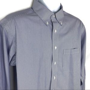 Roundtree & Yorke Gold Label Fitted Blue & White Pinstripe Shirt 16/34